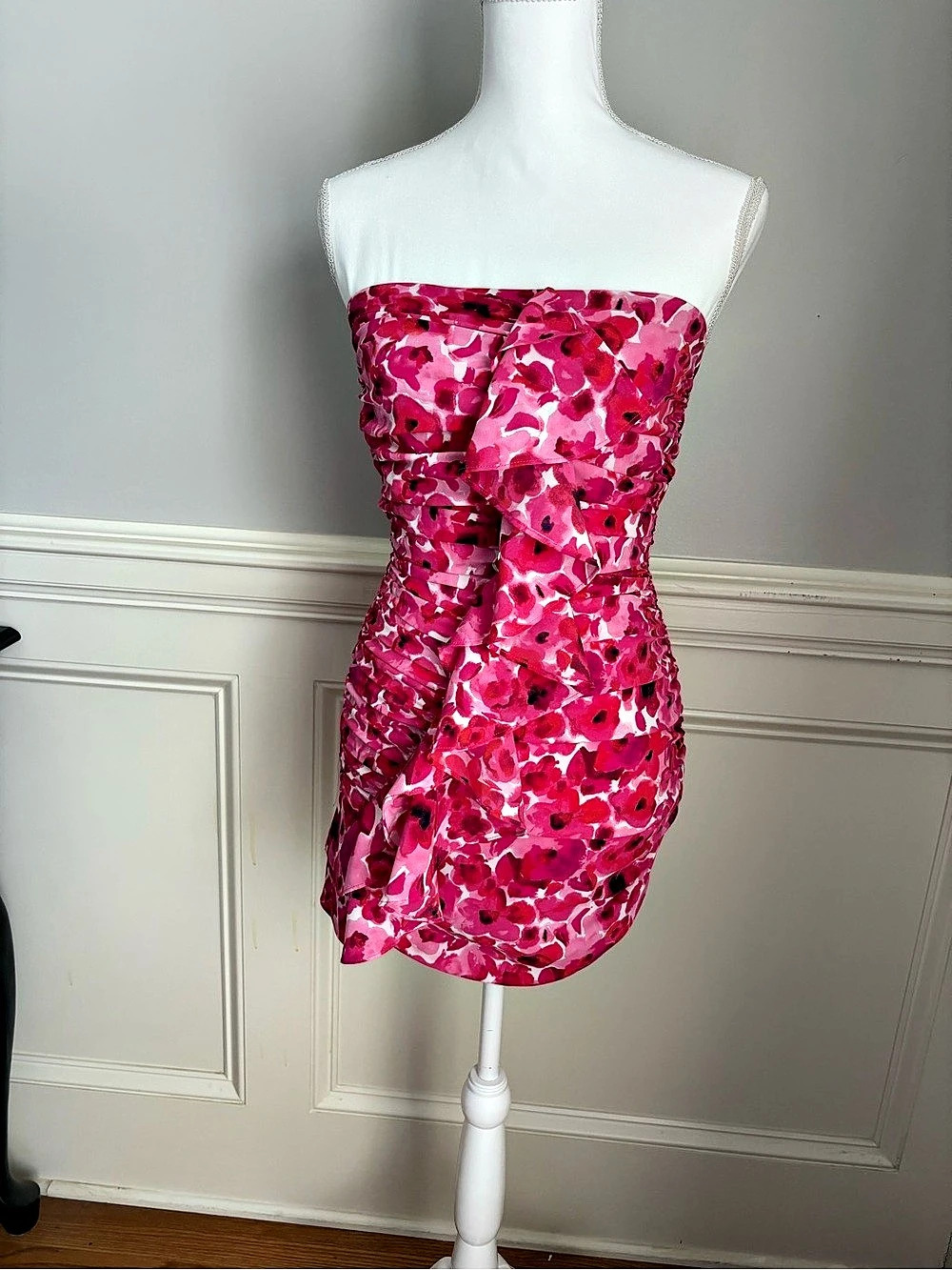 MORE TO COME x Revolve “Natalie” Strapless Mini Dress In Pink Floral